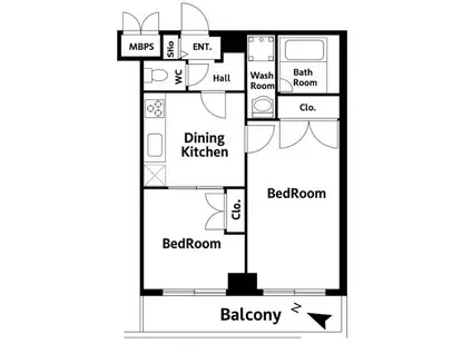 プレールカテリーナ代田橋(2DK/5階)の間取り写真