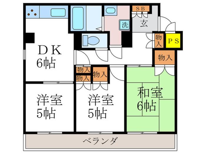 ライオンズマンション御池通(3DK/9階)の間取り写真