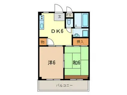 メゾン長栄II(2DK/1階)の間取り写真