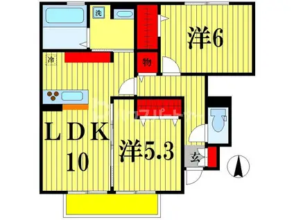 ムーンリバー A棟(2LDK/1階)の間取り写真