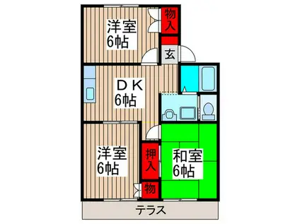 新井ハイツ(3DK/1階)の間取り写真