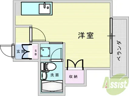 クレア―レハイツ(ワンルーム/1階)の間取り写真