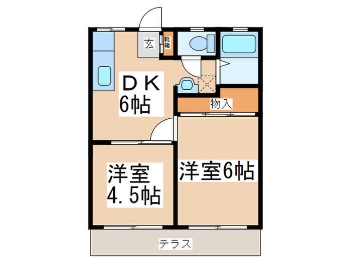 メゾン三田(2DK/1階)の間取り写真
