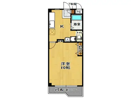 郡中日ノ出アーバン(1K/3階)の間取り写真