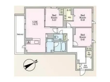 ジュエルコート(3LDK/2階)の間取り写真