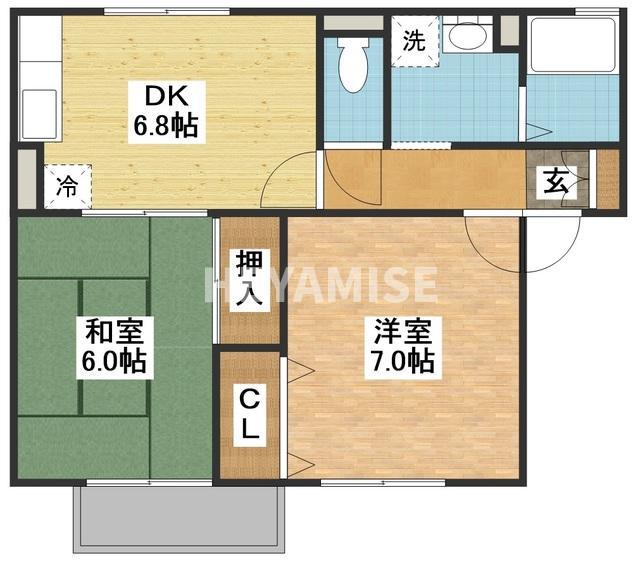 フォレスト久山B(2DK/2階)の間取り写真
