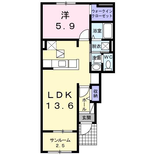 ラ・エルージュ(1LDK/1階)の間取り写真