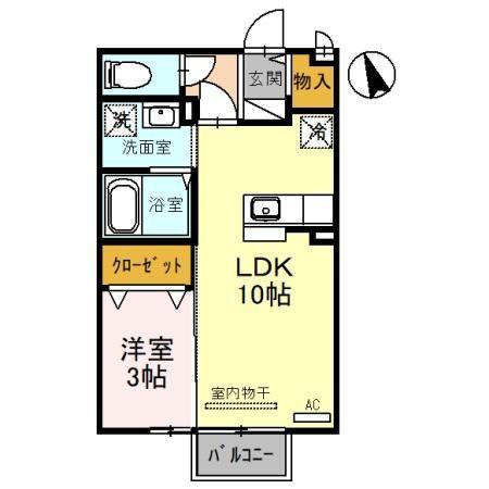 ノーブルレセンテ(1LDK/2階)の間取り写真
