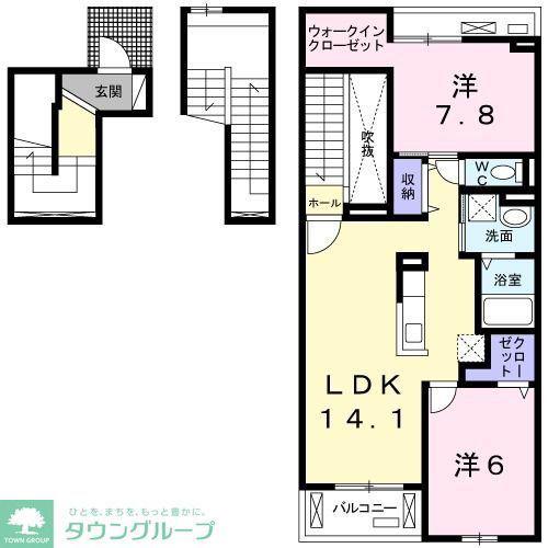 ランド フォレストI(2LDK/3階)の間取り写真