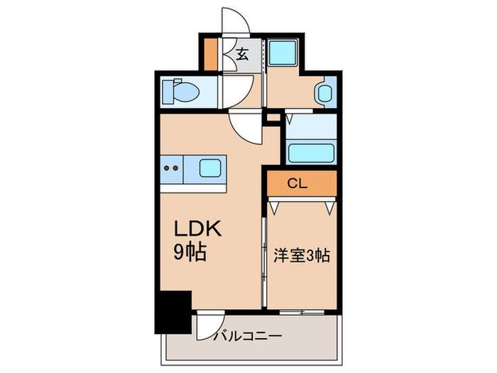 プレサンス神戸水木通ルミエス(1LDK/9階)の間取り写真