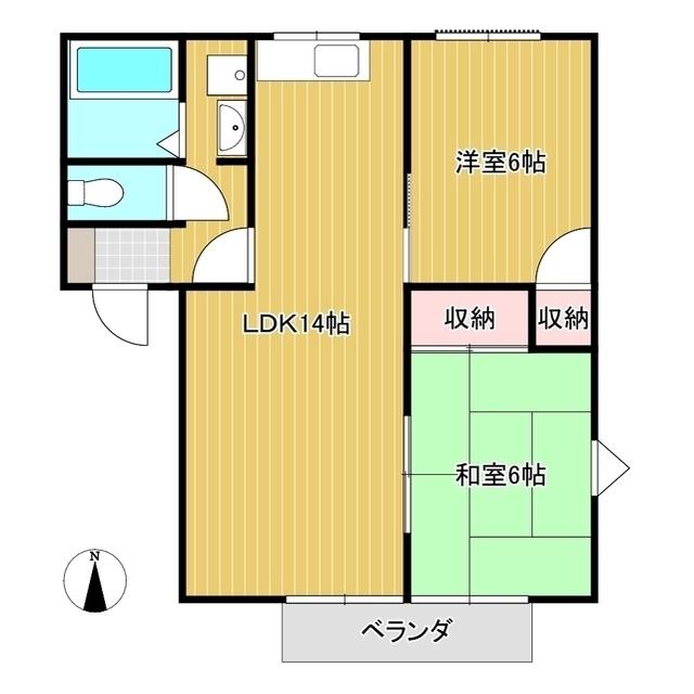 プチシェモア山北(2LDK/2階)の間取り写真