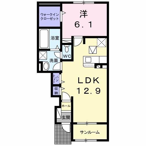 フレンドリー サン(1LDK/1階)の間取り写真