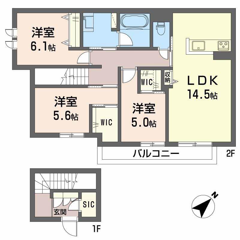ルミエール曙町(3LDK/2階)の間取り写真