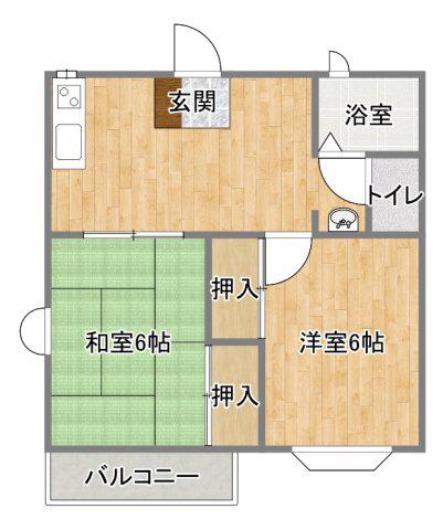 フレーチャグランデ(2DK/1階)の間取り写真