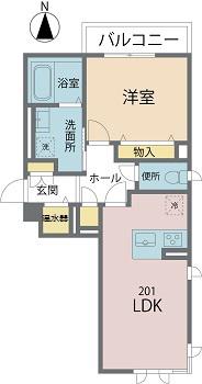 ヴィアソーレ(1LDK/2階)の間取り写真