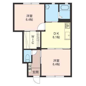 プラムグローブ B(2DK/1階)の間取り写真