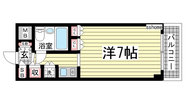 ロマネスク六甲第2(ワンルーム/3階)の間取り写真