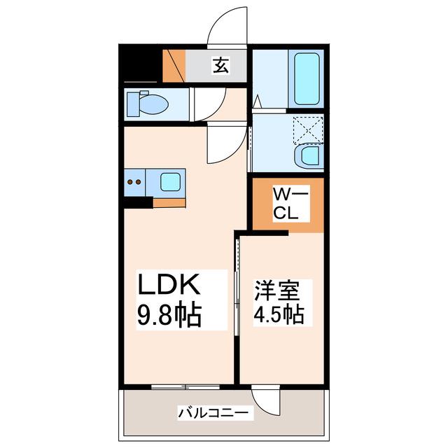 WISTERIA(1LDK/2階)の間取り写真