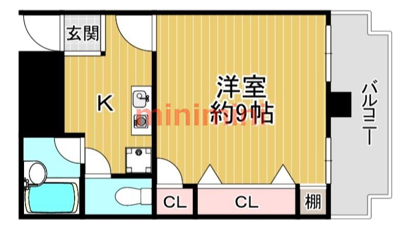 穂積マンション(1K/6階)の間取り写真