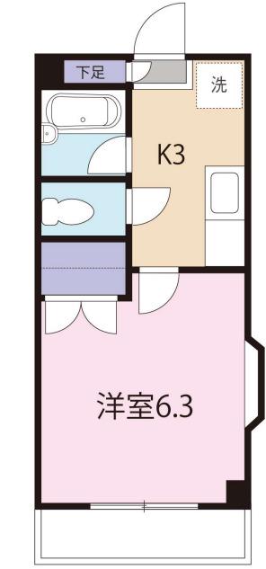 ベラビーパレスII(1K/3階)の間取り写真