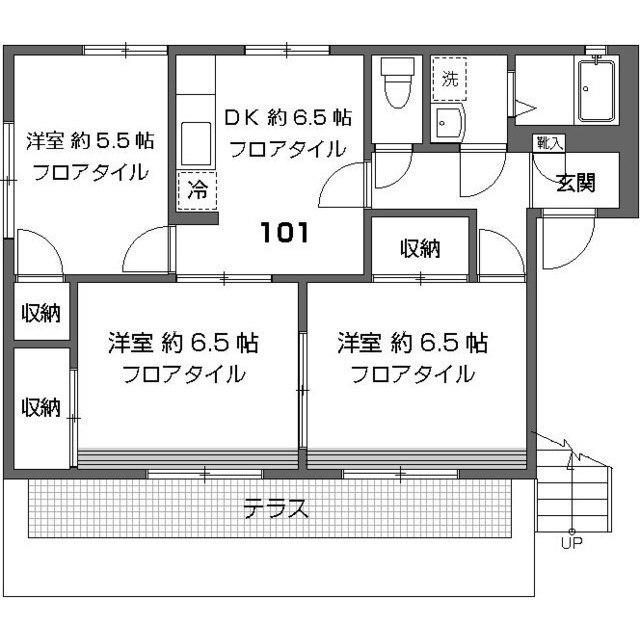 南台クリーンハイツA(3DK/1階)の間取り写真