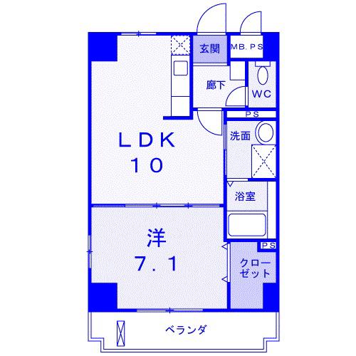 カーサ ヴェンティ(1LDK/5階)の間取り写真