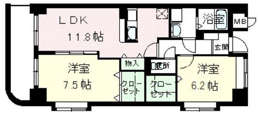 ラポール西大島イースト(2LDK/6階)の間取り写真