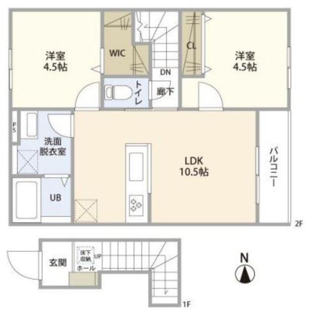 リーブルファイン三郷鷹野II(2LDK/2階)の間取り写真