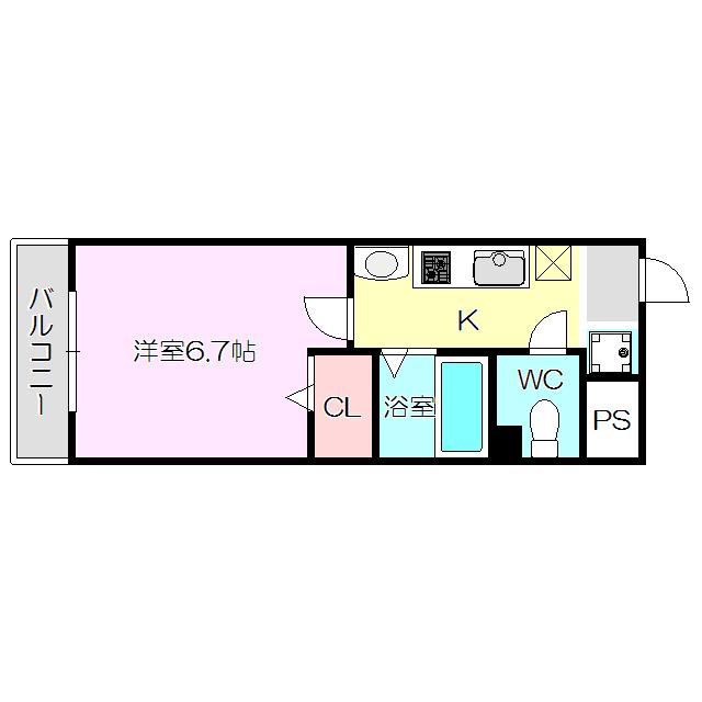 フローライト新大阪(1K/4階)の間取り写真