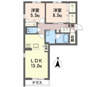 シャーメゾン英和(2LDK/1階)の間取り写真