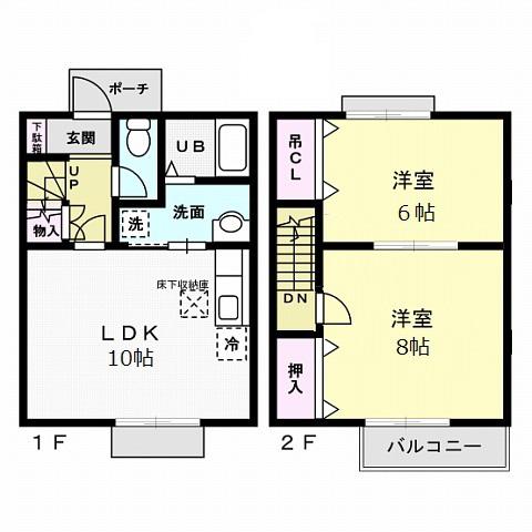 フォアサイト神峰(2LDK/1階)の間取り写真