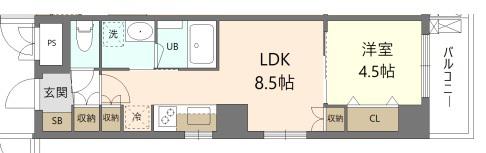 GRAND-MERE横浜大口(1LDK/4階)の間取り写真