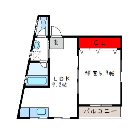 コーポウエムラ(1LDK/3階)の間取り写真