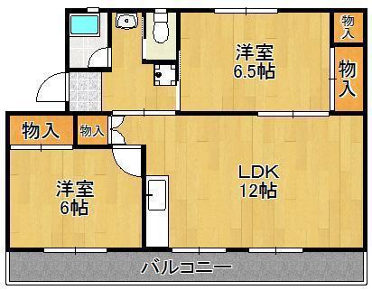 ヴィラナリー中間I 5号棟(2LDK/5階)の間取り写真