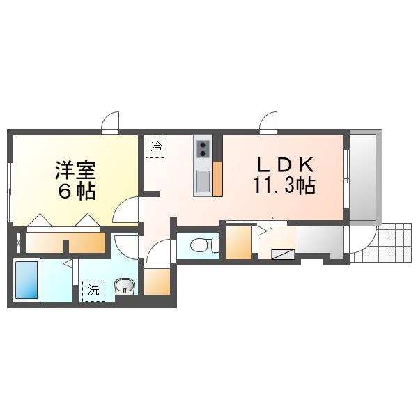 AQUA YAMASHIRO(1LDK/1階)の間取り写真