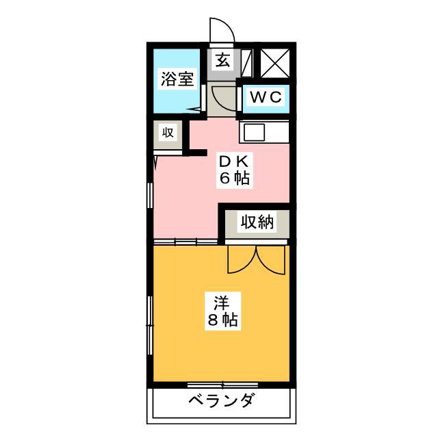プレジデントヴィラ(1DK/2階)の間取り写真