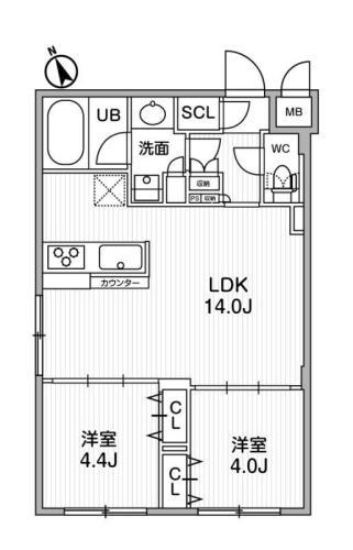 ルネサンスコート桜新町(2LDK/3階)の間取り写真