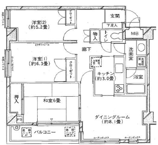 セレーブル城南(3DK/2階)の間取り写真