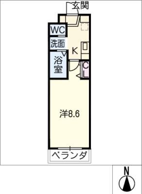 A・CITY羽根(1K/2階)の間取り写真