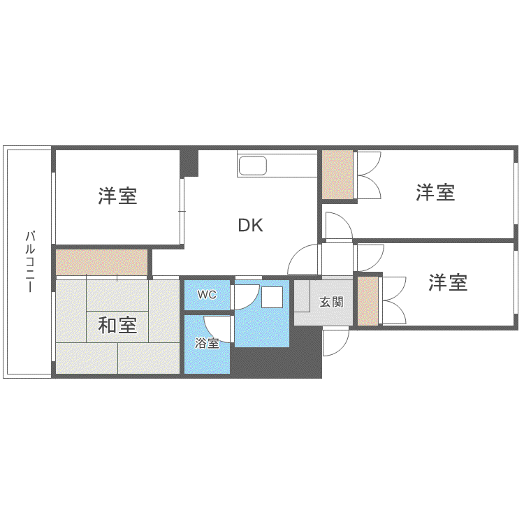 エスポアール南円山C-3(3DK/3階)の間取り写真