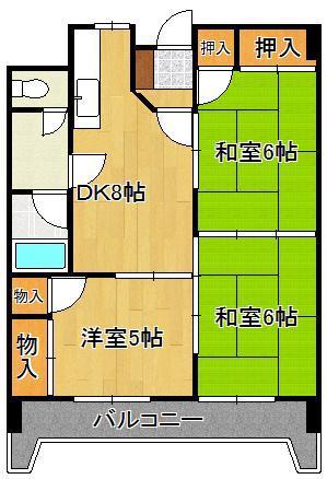 コーポ森川(3DK/6階)の間取り写真