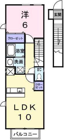 アクア ガーデン II(1LDK/2階)の間取り写真