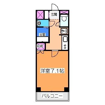 アムールプレジデント(1K/3階)の間取り写真