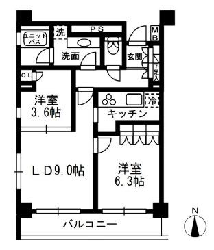 レジディア中落合C(2LDK/7階)の間取り写真