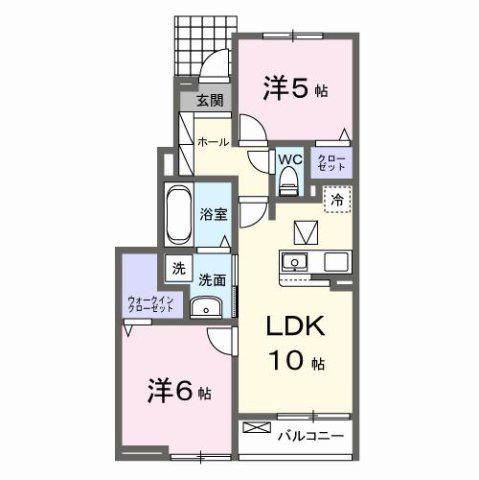 ロータス水巻3(2LDK/1階)の間取り写真