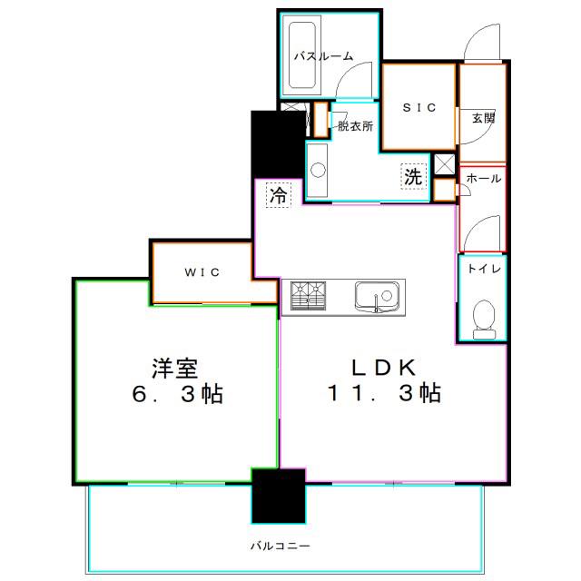 シティータワー国分寺・ツイン イースト(1LDK/7階)の間取り写真