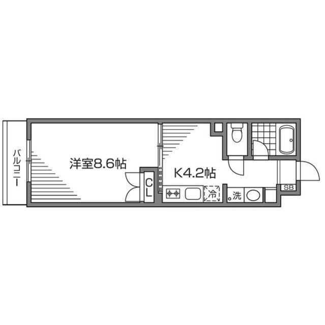 ラコリッタカラスヤマ(1K/1階)の間取り写真