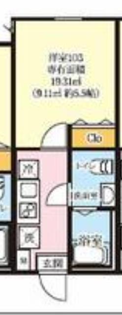 スカイヒルズSASAGE(1K/2階)の間取り写真