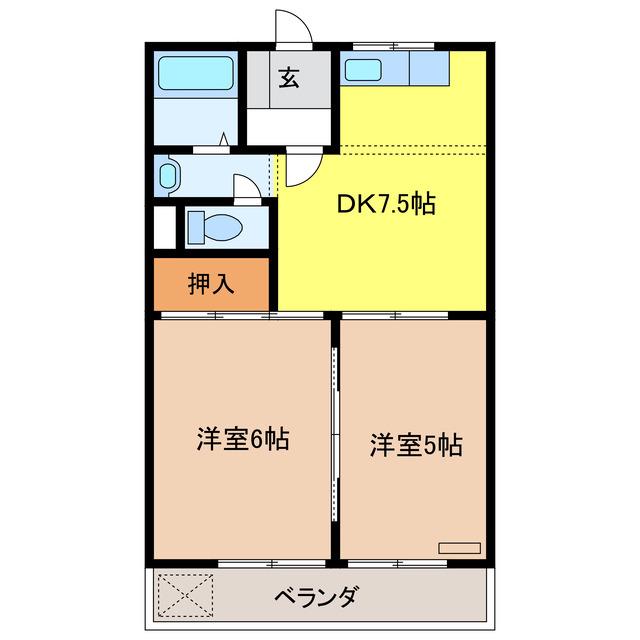 エンドレスASANO(2DK/1階)の間取り写真