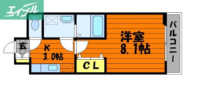 LAPIS LAZULI(1K/3階)の間取り写真